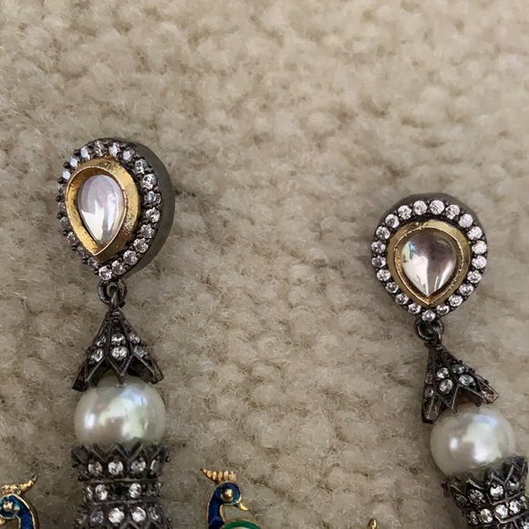 Peacock Adorned Cocktail Rhinestone Earrings *NEW* - Picture 3 of 8